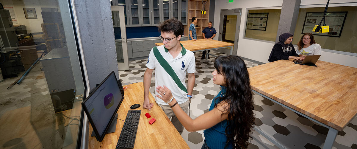 Students working in the Physics Innovation Lab