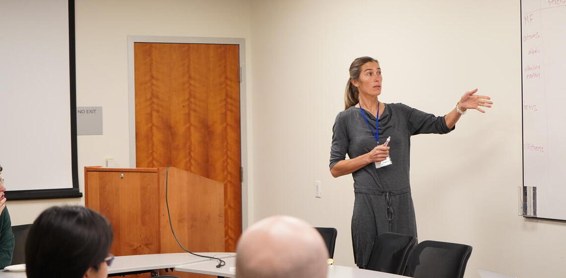Ania Jayich giving a lecture