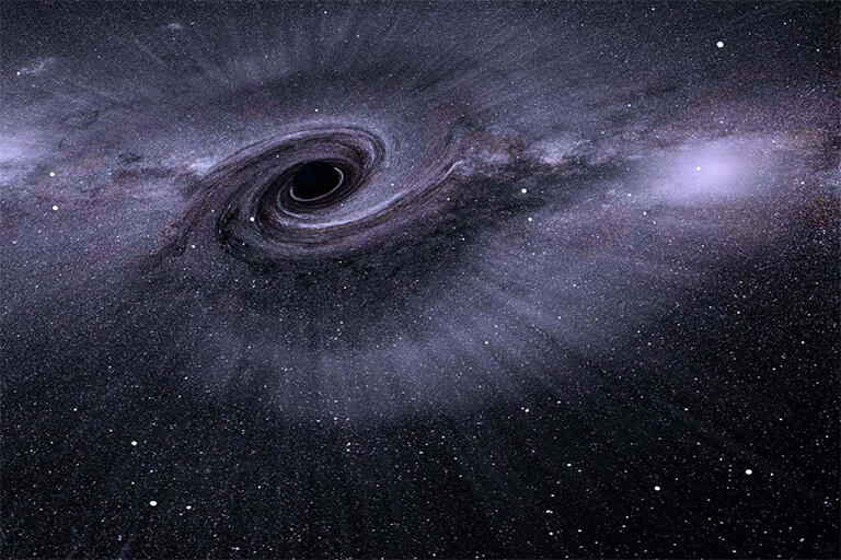 A swirling black hole in space