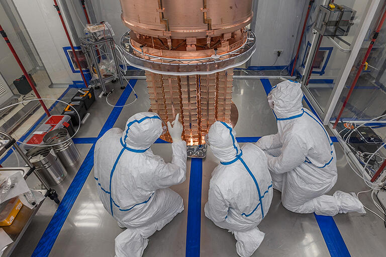 Researchers working at the CUORE detector