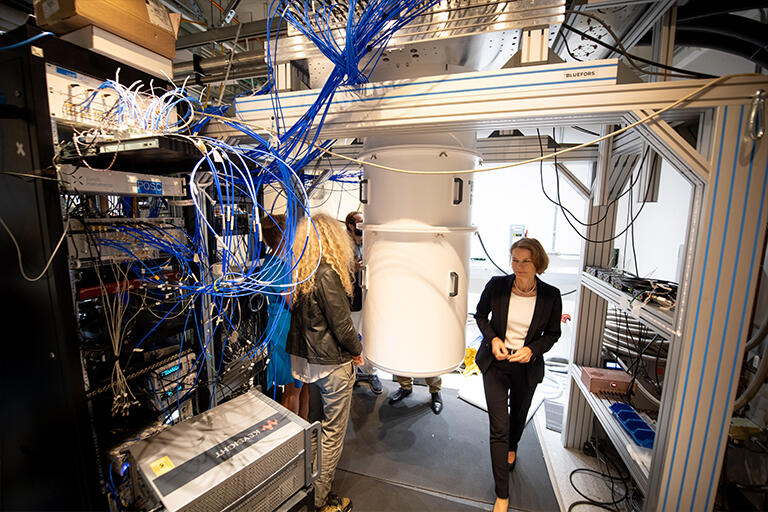 Delegates tour the Siddiqi Lab in Campbell Hall